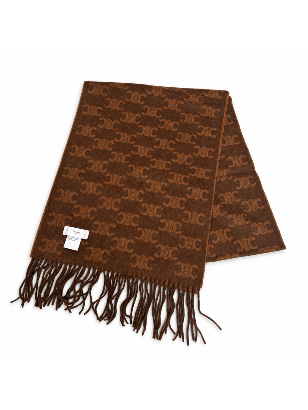 Celine Triomphe Monogram Cashmere Scarf – Brown / Toffee